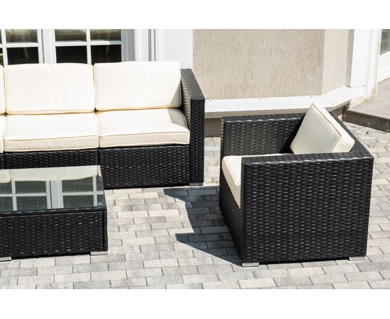 "Даллас" лаунж-зона из искусственного ротанга на 5 персон, цвет черный, изображение 7 | Интернет магазин мебели и декора LifeDekor