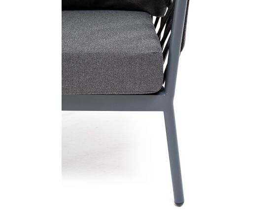 "Диего" кресло плетеное из роупа, каркас алюминий темно-серый (RAL7024) муар, роуп темно-серый круглый, ткань темно-серая 027, изображение 4 | Интернет магазин мебели и декора LifeDekor