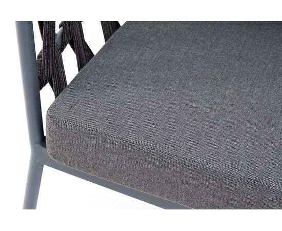 "Диего" кресло плетеное из роупа, каркас алюминий темно-серый (RAL7024) муар, роуп темно-серый круглый, ткань темно-серая 027, изображение 5 | Интернет магазин мебели и декора LifeDekor