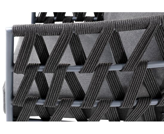 "Диего" кресло плетеное из роупа, каркас алюминий темно-серый (RAL7024) муар, роуп темно-серый круглый, ткань темно-серая 027, изображение 7 | Интернет магазин мебели и декора LifeDekor