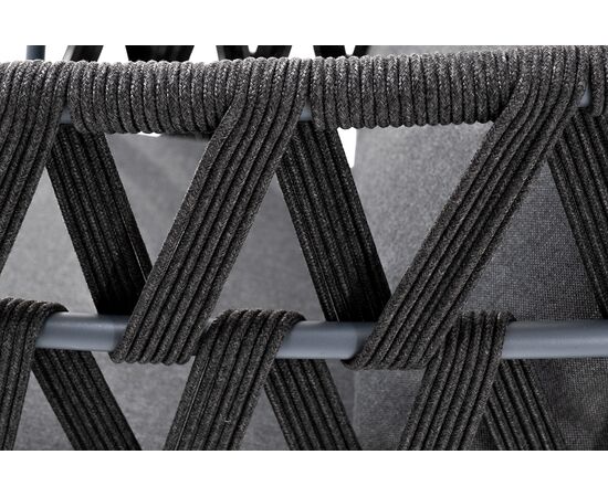 "Диего" кресло плетеное из роупа, каркас алюминий темно-серый (RAL7024) муар, роуп темно-серый круглый, ткань темно-серая 027, изображение 8 | Интернет магазин мебели и декора LifeDekor