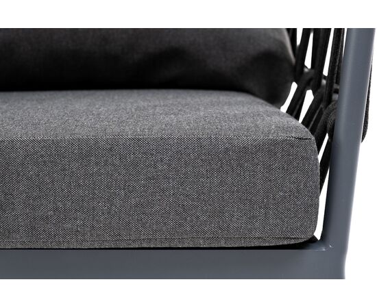 "Диего" кресло плетеное из роупа, каркас алюминий темно-серый (RAL7024) муар, роуп темно-серый круглый, ткань темно-серая 027, изображение 9 | Интернет магазин мебели и декора LifeDekor