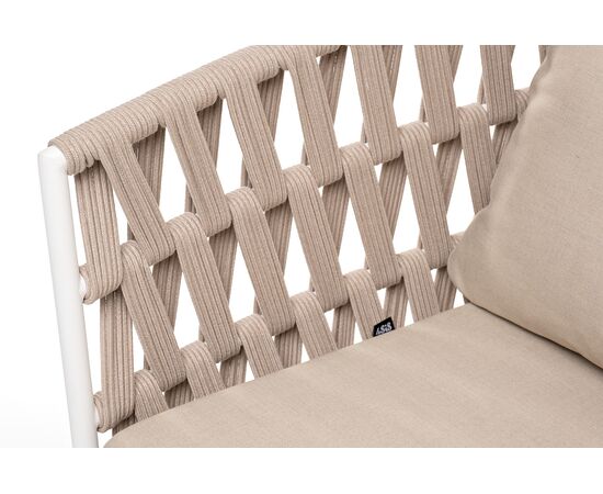 "Диего" диван 2-местный плетеный из роупа, основание дуб, каркас алюминий светло-серый (RAL7035) шагрень, роуп бежевый круглый, ткань бежевая 15052, изображение 5 | Интернет магазин мебели и декора LifeDekor