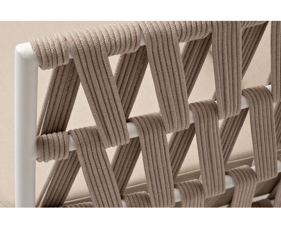 "Диего" диван 2-местный плетеный из роупа, основание дуб, каркас алюминий светло-серый (RAL7035) шагрень, роуп бежевый круглый, ткань бежевая 15052, изображение 8 | Интернет магазин мебели и декора LifeDekor