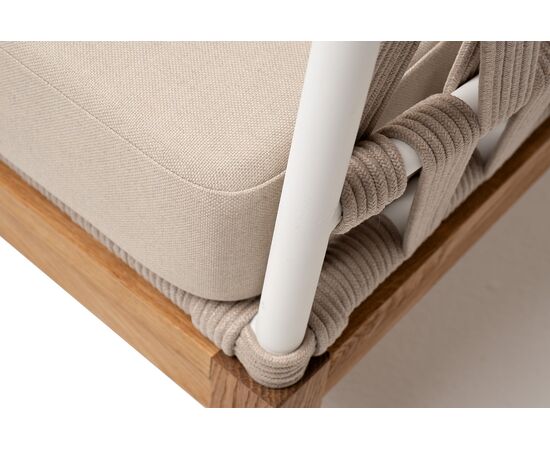 "Диего" диван 2-местный плетеный из роупа, основание дуб, каркас алюминий светло-серый (RAL7035) шагрень, роуп бежевый круглый, ткань бежевая 15052, изображение 9 | Интернет магазин мебели и декора LifeDekor