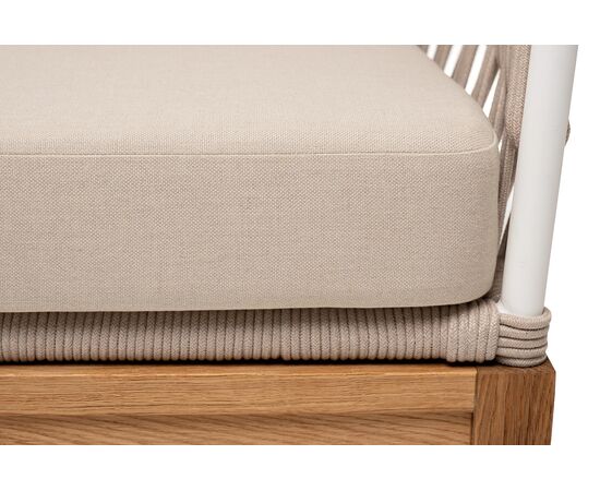 "Диего" диван 2-местный плетеный из роупа, основание дуб, каркас алюминий светло-серый (RAL7035) шагрень, роуп бежевый круглый, ткань бежевая 15052, изображение 10 | Интернет магазин мебели и декора LifeDekor