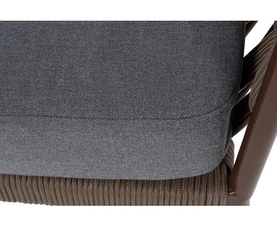 "Диего" диван 2-местный плетеный из роупа, каркас алюминий коричневый (RAL8016) муар, роуп коричневый круглый, ткань темно-серая 027, изображение 6 | Интернет магазин мебели и декора LifeDekor