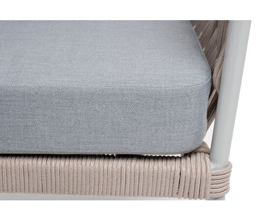 "Диего" кресло плетеное из роупа, каркас алюминий светло-серый (RAL7035) муар, роуп бежевый круглый, ткань светло-серая, изображение 8 | Интернет магазин мебели и декора LifeDekor