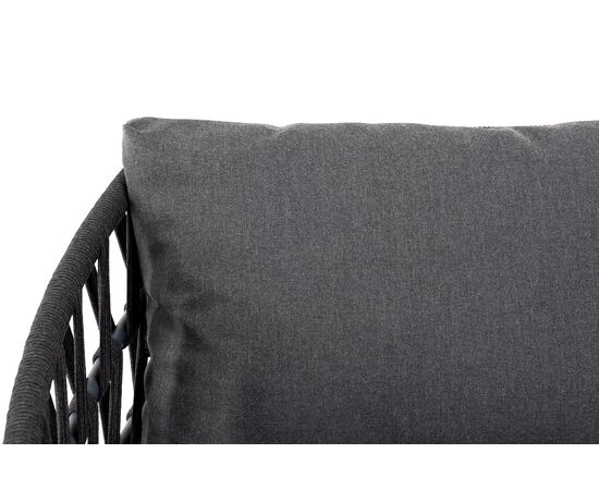 "Диего" диван 2-местный плетеный из роупа, каркас алюминий темно-серый (RAL7024) муар, роуп темно-серый круглый, ткань темно-серая 027, изображение 7 | Интернет магазин мебели и декора LifeDekor