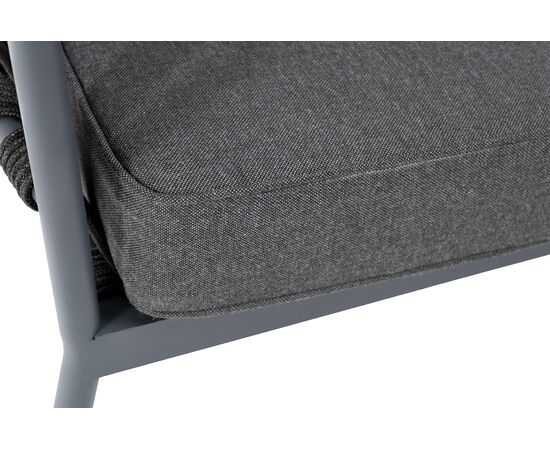 "Диего" диван 2-местный плетеный из роупа, каркас алюминий темно-серый (RAL7024) муар, роуп темно-серый круглый, ткань темно-серая 027, изображение 8 | Интернет магазин мебели и декора LifeDekor