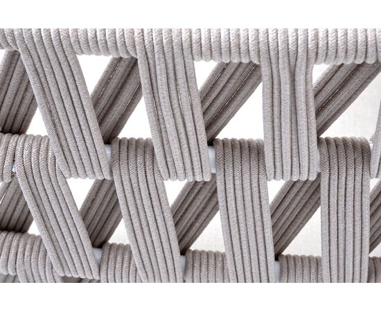 "Диего" кресло плетеное из роупа, основание дуб, каркас алюминий светло-серый (RAL7035) шагрень, роуп бежевый круглый, ткань бежевая 15052, изображение 6 | Интернет магазин мебели и декора LifeDekor