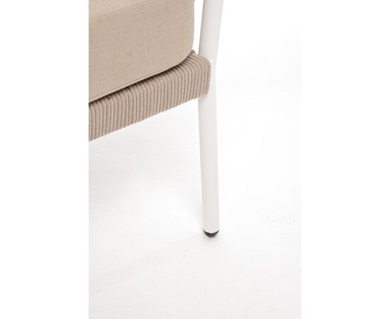 "Диего" диван 2-местный плетеный из роупа, каркас алюминий белый муар, роуп бежевый круглый, ткань бежевая 052, изображение 8 | Интернет магазин мебели и декора LifeDekor