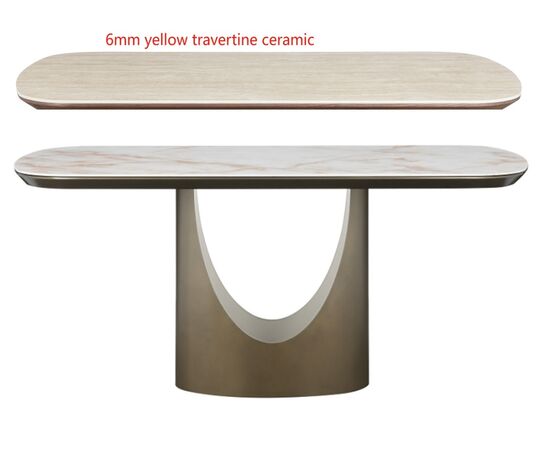 Стол CRESPO 180  TRAVERTINE CA086, керамика / Золотой, ®DISAUR | Интернет магазин мебели и декора LifeDekor
