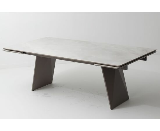 Стол ШЕРЛ  200 CRYSTAL ONIX BIANCO, керамика / Черный каркас М-City | Интернет магазин мебели и декора LifeDekor