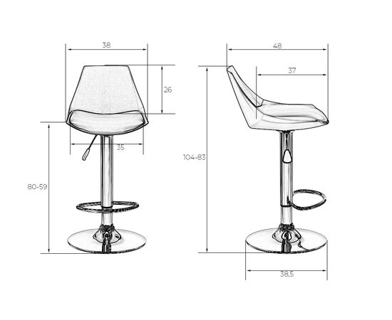 Набор 2 шт Стул барный DOBRIN ROCKY, серый, Вариант: серый, изображение 10 | Интернет магазин мебели и декора LifeDekor