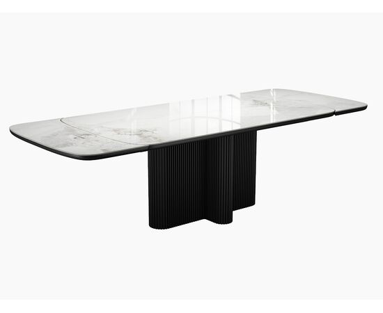 Стол DikLine SKO180 Керамика Пандора Серый глянец YB8020122BG/подстолье черное/опоры черные (2 уп.), изображение 2 | Интернет магазин мебели и декора LifeDekor