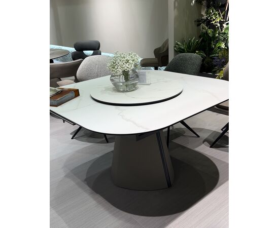 Стол RUBEN 132 TL-45 Белый мрамор, испанская керамика, стекло / Латте, ®DISAUR | Интернет магазин мебели и декора LifeDekor