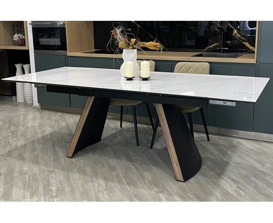 Стол РАНДЕВУ 160 БЕЛЫЙ МРАМОР МАТОВЫЙ 9806035 , керамика / Черный, Орех эко, М-City | Интернет магазин мебели и декора LifeDekor