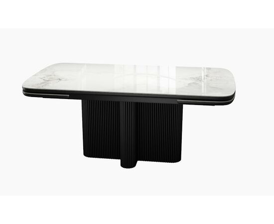 Стол DikLine SKO180 Керамика Пандора Серый глянец YB8020122BG/подстолье черное/опоры черные (2 уп.), изображение 6 | Интернет магазин мебели и декора LifeDekor