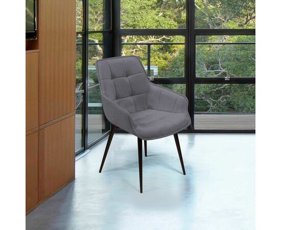 Стул Capri  поворотный 360 градусов, бархат серый 27 / опора конус, изображение 4 | Интернет магазин мебели и декора LifeDekor