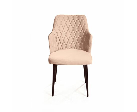 Стул с подлокотниками Hunt ромб, бархат бежевый 5 / чёрный конус, изображение 2 | Интернет магазин мебели и декора LifeDekor