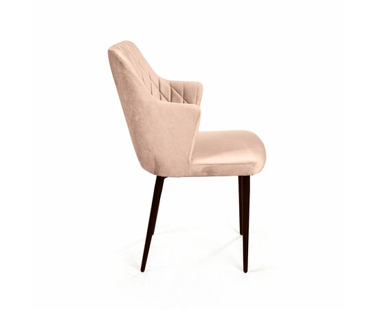 Стул с подлокотниками Hunt ромб, бархат бежевый 5 / чёрный конус, изображение 3 | Интернет магазин мебели и декора LifeDekor