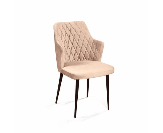 Стул с подлокотниками Hunt ромб, бархат бежевый 5 / чёрный конус, изображение 8 | Интернет магазин мебели и декора LifeDekor