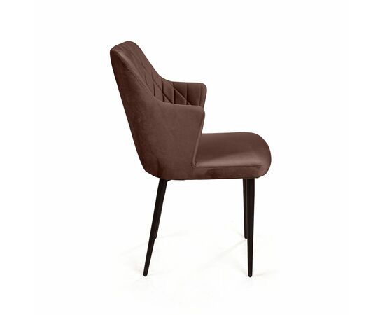 Стул с подлокотниками Hunt ромб, бархат коричневый 12 / чёрный конус, изображение 3 | Интернет магазин мебели и декора LifeDekor