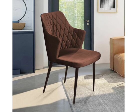 Стул с подлокотниками Hunt ромб, бархат коричневый 12 / чёрный конус, изображение 15 | Интернет магазин мебели и декора LifeDekor