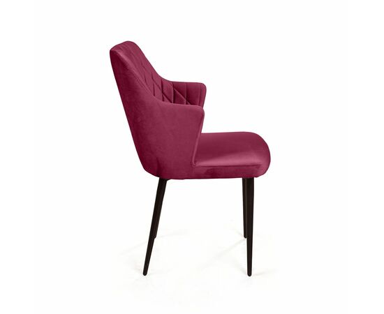 Стул с подлокотниками Hunt ромб, бархат красный 16 / чёрный конус, изображение 3 | Интернет магазин мебели и декора LifeDekor