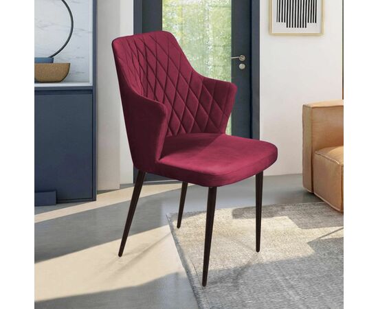 Стул с подлокотниками Hunt ромб, бархат красный 16 / чёрный конус, изображение 15 | Интернет магазин мебели и декора LifeDekor
