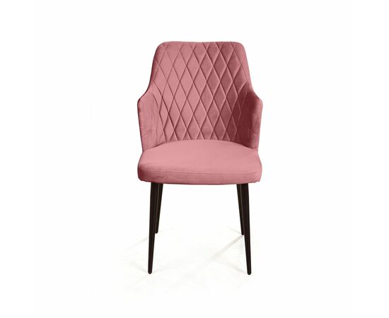 Стул с подлокотниками Hunt ромб, бархат пудровый 15 / чёрный конус, изображение 2 | Интернет магазин мебели и декора LifeDekor