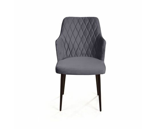 Стул с подлокотниками Hunt ромб, бархат серый 27 / чёрный конус, изображение 2 | Интернет магазин мебели и декора LifeDekor