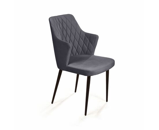 Стул с подлокотниками Hunt ромб, бархат серый 27 / чёрный конус | Интернет магазин мебели и декора LifeDekor