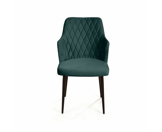 Стул с подлокотниками Hunt ромб, бархат зелёный 19 / чёрный конус, изображение 2 | Интернет магазин мебели и декора LifeDekor