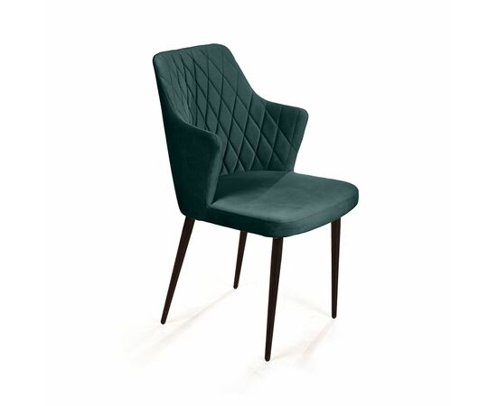 Стул с подлокотниками Hunt ромб, бархат зелёный 19 / чёрный конус | Интернет магазин мебели и декора LifeDekor