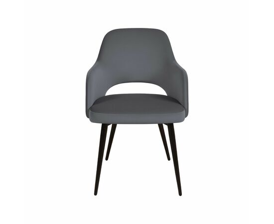 Стул William с подлокотниками, бархат серый 27/ черный конус, изображение 2 | Интернет магазин мебели и декора LifeDekor