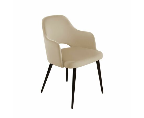 Стул William с подлокотниками, бархат бежевый 5/ черный конус | Интернет магазин мебели и декора LifeDekor