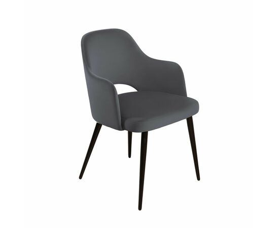 Стул William с подлокотниками, бархат серый 27/ черный конус | Интернет магазин мебели и декора LifeDekor