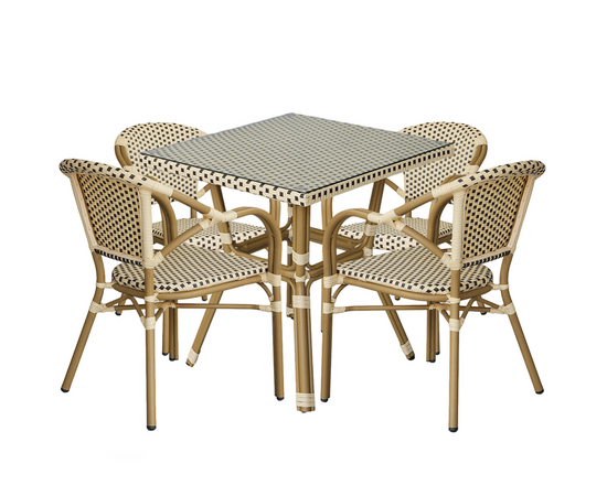 "Кабри" обеденная группа плетеная на 4 персоны, цвет бежево-коричневый | Интернет магазин мебели и декора LifeDekor