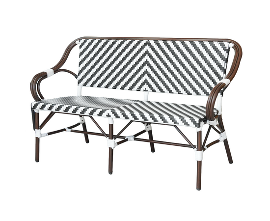 "Кабри" диван двухместный плетенный из искусственного ротанга, цвет черно-белый | Интернет магазин мебели и декора LifeDekor