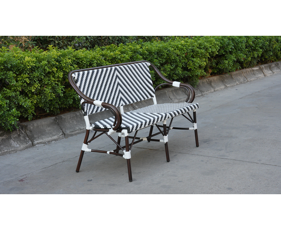 "Кабри" диван двухместный плетенный из искусственного ротанга, цвет черно-белый, изображение 6 | Интернет магазин мебели и декора LifeDekor