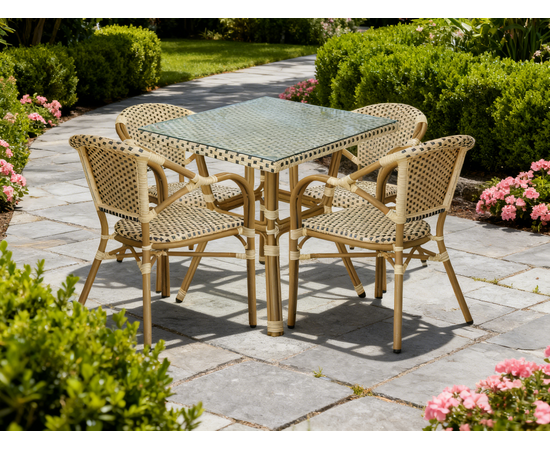 "Кабри" плетеный стул из искусственного ротанга, цвет бежево-коричневый, изображение 7 | Интернет магазин мебели и декора LifeDekor