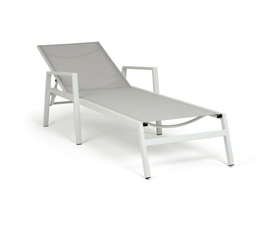 "Парма" шезлонг из алюминия темно-серый (RAL7024) муар, ткань текстилен серая, изображение 2 | Интернет магазин мебели и декора LifeDekor