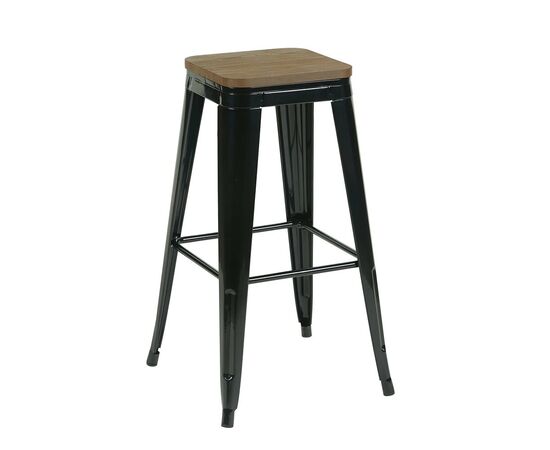 Стул барный TOLIX черный глянцевый + темное дерево KD | Интернет магазин мебели и декора LifeDekor