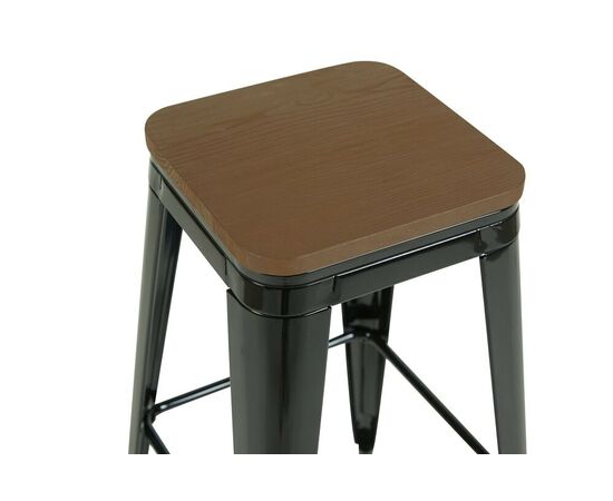 Стул барный TOLIX черный глянцевый + темное дерево KD, изображение 4 | Интернет магазин мебели и декора LifeDekor