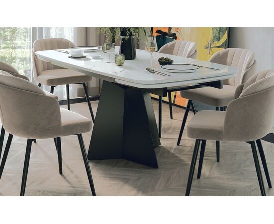 Стол САХАРА 180 БЕЛЫЙ МРАМОР АКТИВНЫЙ , керамика / Черный каркас, М-City | Интернет магазин мебели и декора LifeDekor