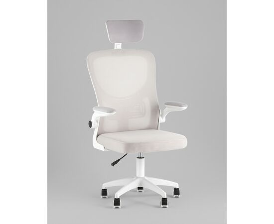 Кресло офисное TopChairs Core серый с подголовником пластик белый, изображение 2 | Интернет магазин мебели и декора LifeDekor