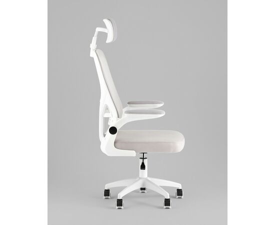 Кресло офисное TopChairs Core серый с подголовником пластик белый, изображение 4 | Интернет магазин мебели и декора LifeDekor