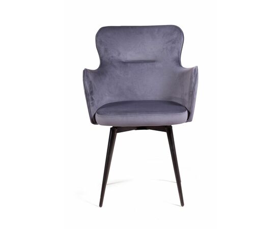 Стул c подлокотниками King, поворотный на 360 градусов, бархат серый 27, изображение 2 | Интернет магазин мебели и декора LifeDekor